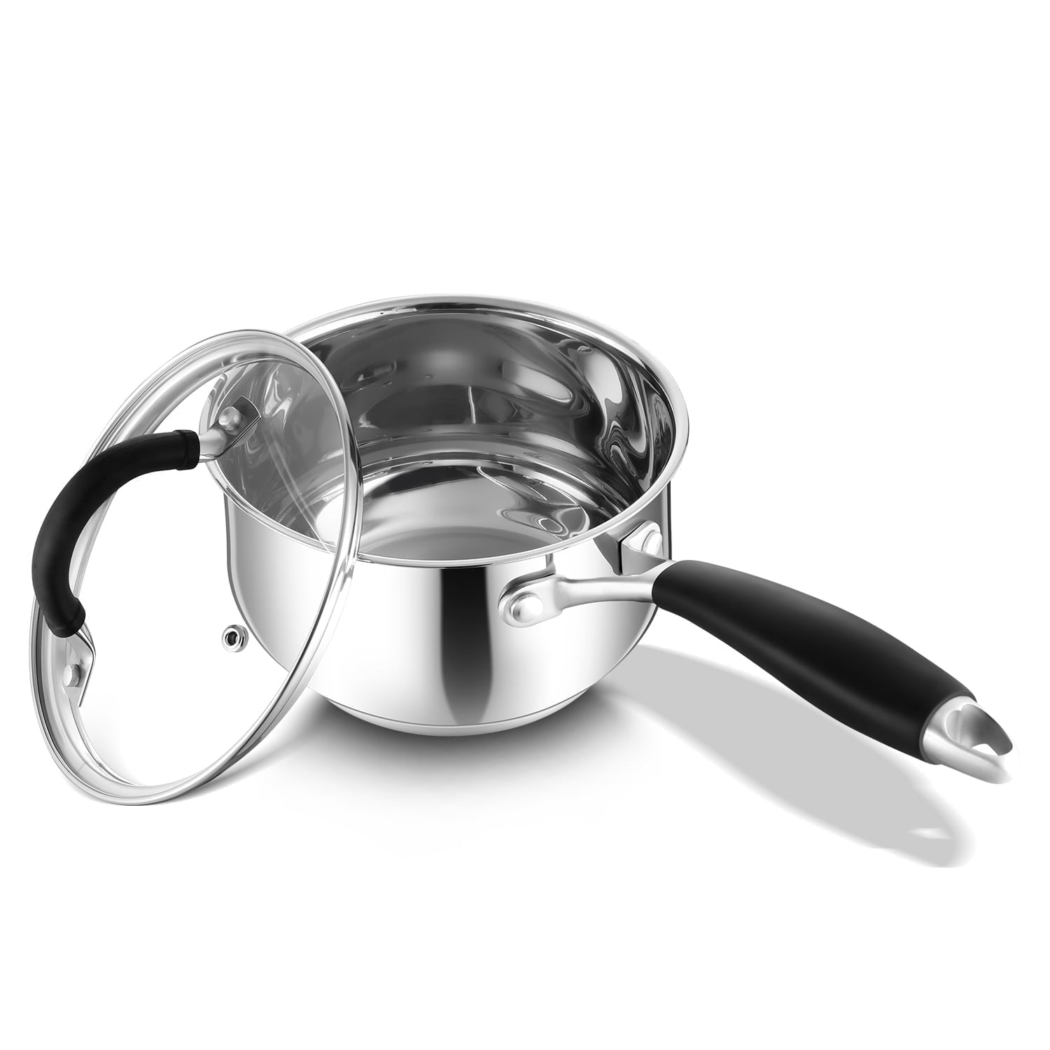 Walchoice 2 Quart Sauce Pan with Lid, Tri-Ply Base Stainless Steel Saucepan, Small 2 QT Sauce Pot with Stay-Cool Handle, Compatible with All Stoves, Non Toxic & Dishwasher Safe