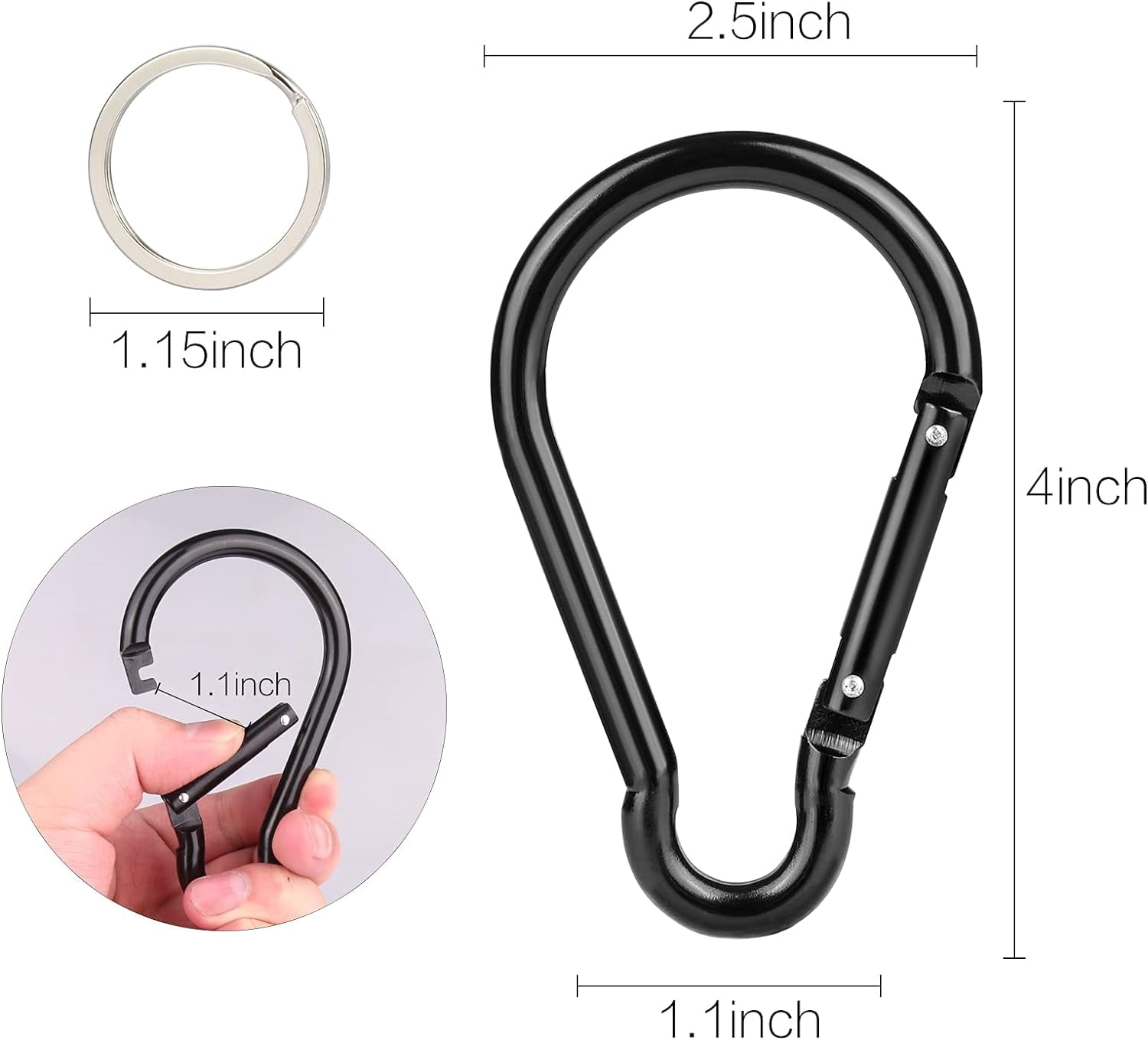 Carabiner Caribeaner Clip,Extra Large 4" Aluminum Carabeaner Keychain Hook,Spring Snap Key Chain Clip