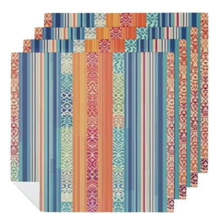 

WENZZ Stripes Wallpaper Colorful Cloth Napkins Reusable Polyester Home Decor 2 PCS