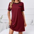 thumbnail image 2 of Dyegold Sundresses for Women Casual Beach - Sun Dresses Women Summer Casual Round Neck Short Sleeve Solid Color Loose Midi Sundress ​Plus Size Tshirt ​Party ​Dress, 2 of 6