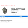 thumbnail image 2 of Alternator - Compatible with 1988 - 1989 Mazda MX-6 2.2L 4-Cylinder - AC Delco, 2 of 2