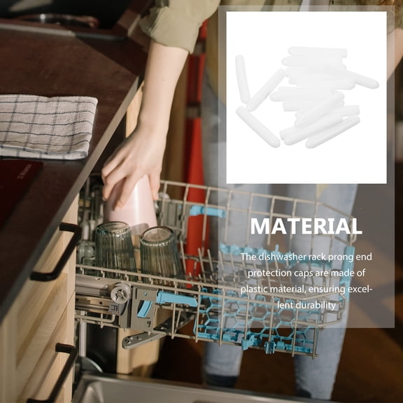 OUNONA 50 Pcs Dishwasher Rack Coating Protectors Plastic White Simple Design Dust Prevention for Household Users