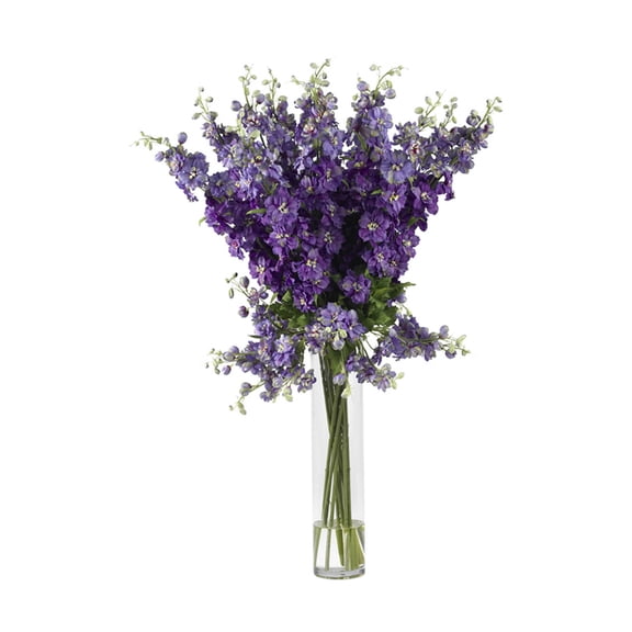 Nearly Natural Delphinium Silk Flower Arrangement, White