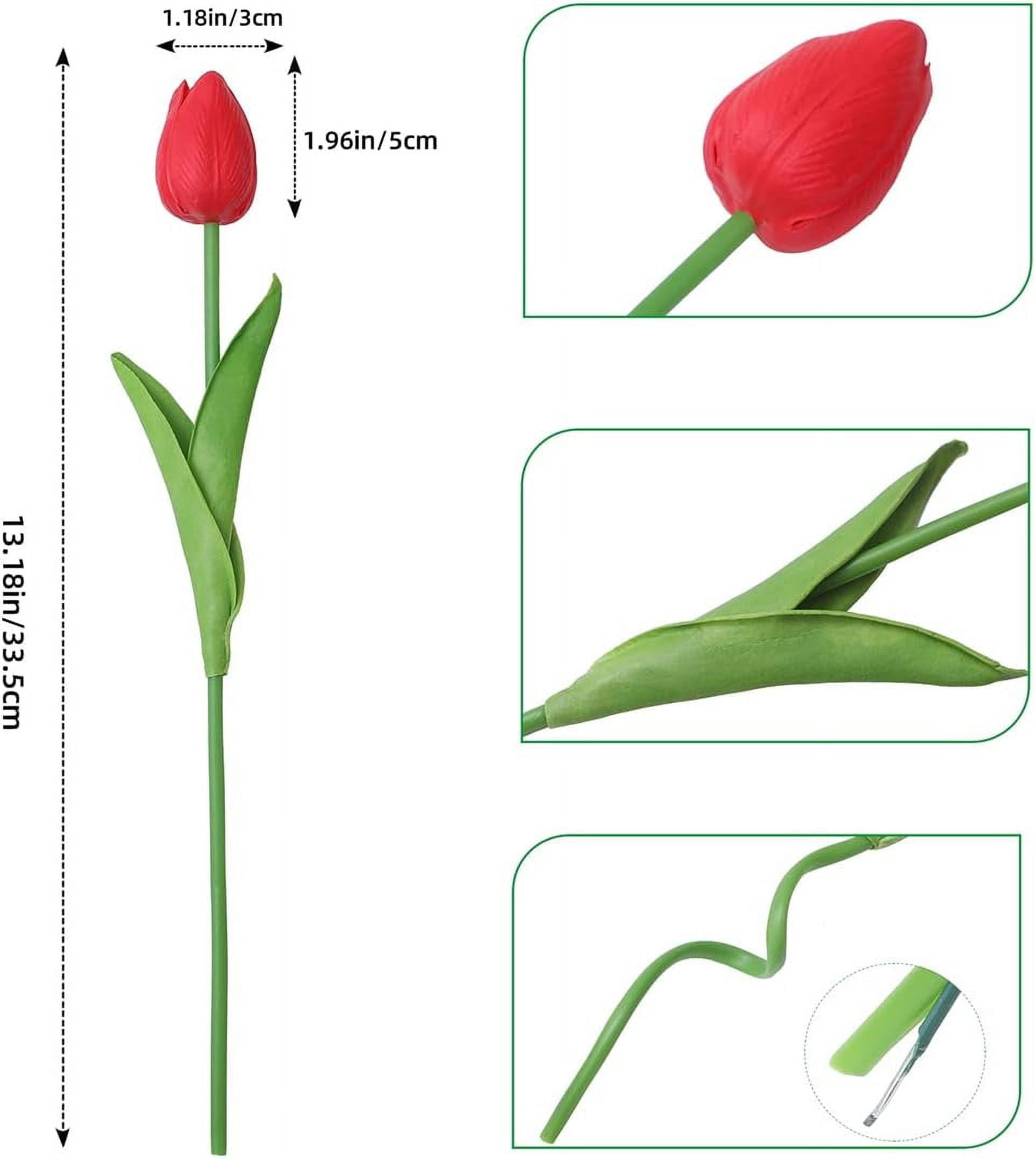 White Artificial Flowers 20 Pcs Faux Tulips PU Real Touch Fake Flowers for Home Office Wedding Decor Arrangement Bouquet Faux Flowers for Decoration