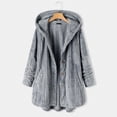 thumbnail image 2 of HAPIMO Winter Sherpa Coats for Women Solid Open Front Padded Jacket Girls Fall Fashion Tops Casual Comfy Long Sleeve Womens Faux Lambwool Hoodie Outwear Gray XXXL, 2 of 4