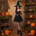 thumbnail image 6 of Wide Brim Curly Peak Halloween Witch Costume Hats for Women Soft Lightweight Foldable Wizard Headwear Decorative Accessory for Night Party Wear,Green, 6 of 7