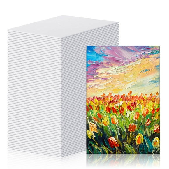Moinchore 100 Pcs Mini Painting Canvas Panels Art Painting Canvases Panels Cotton Blank White Small Canvas Acid Free Canvas Boards for Painting for Watercolor Acrylic Oil Paint(4 x 6 Inch)