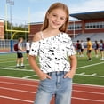 thumbnail image 5 of Spazoro Girls One Shoulder T-Shirt, Fashion Tees Summer Casual Short Sleeve Printed Asymmetrical Off Shoulder Tops for Kids White Size 5-6 T, 5 of 9