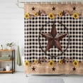 thumbnail image 3 of Farmhouse Barn Star Shower Curtain Set with Hooks, Vintage Wood Texture Sunflower Waterproof Fabric Bathroom Curtains Decor Home Accessories,72 X 72 Inch Long, 3 of 9
