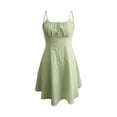 thumbnail image 4 of XVJRHAK Summer Dress Women'S Fresh And Sweet Waist Suspended Short Skirt Large Swing Dress A Line Skirt (Green,XL), 4 of 9