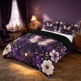 thumbnail image 2 of Homewish Girls Butterfly Bedding, Chic Floral Leaf Duvet Cover Full, Black Reversible 3pcs, 1 Duvet Cover and 2 Pillowcases, 2 of 6