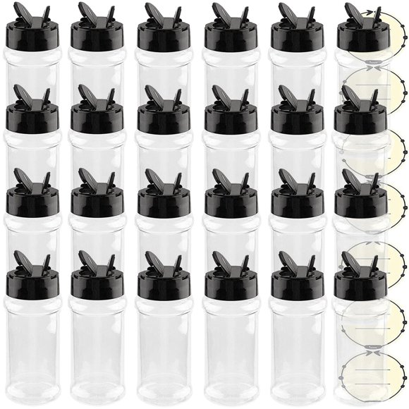 Tarros de especias TUZAZO de plástico de 90 ml con tapa para coctelera, 24 unidades, transparentes