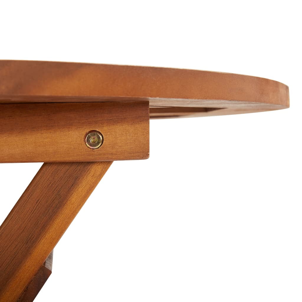 Kepooman 23.6" x 29.5" Folding Table for Patio Garden, Solid Acacia Wood Bistro Table with A Umbrella Hole