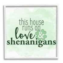 Stupell Love & Shenanigans Family Shamrock Phrase Holiday Painting White Framed Art Print Wall Art