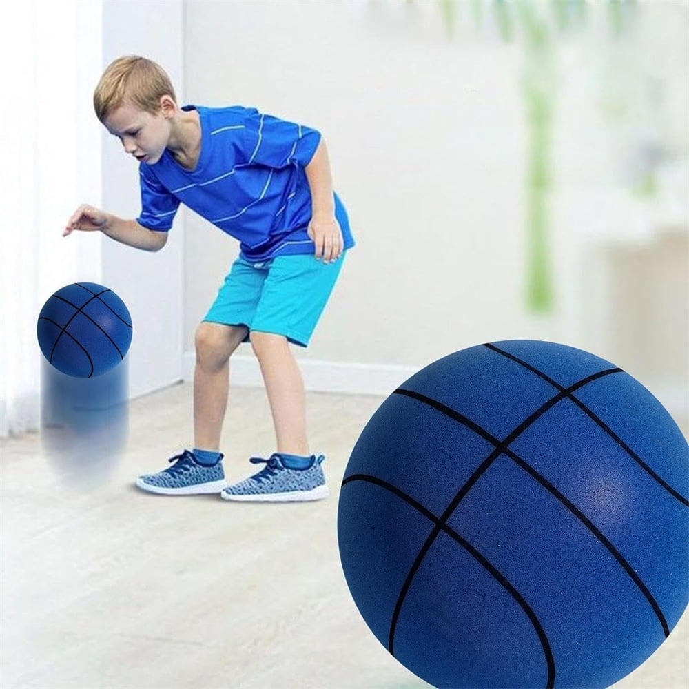 NOGIS Silent Basketball, Newest Foam Basketball Indoor Training Ball, Uncoated High-Density Foam Ball Low Noise Basketball Training for Various Indoor Activities（Blue）