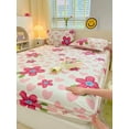 100Pure Cotton Fitted Bed Sheet Sets with Pillowcase Flower Printing