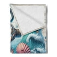 thumbnail image 2 of Ambesonne Nautical Fleece Throw Blanket Underwater Around Anchor 50"x60" Teal Pink and Coconut, 2 of 5