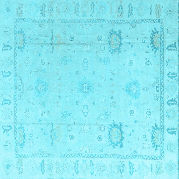 Ahgly Company Indoor Square Oriental Light Blue Traditional Area Rugs, 6' Square