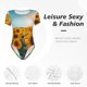 thumbnail image 4 of Fotbe Sunlit Sunflower Field Body de Mujer con Cuello Redondo y Mangas Cortas, Sin Mangas Ajustado, Suave, Cómodo y Básico-X-Large, 4 of 7
