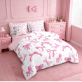 thumbnail image 3 of jejeloiu Cartoon Bowtie Twin Bedding Sets 7-Piece,Bow Bowknot Bedding Comforter Set,Pink White Sheet Sets For Girl,Microfiber Room Decor Reversible, 3 of 7