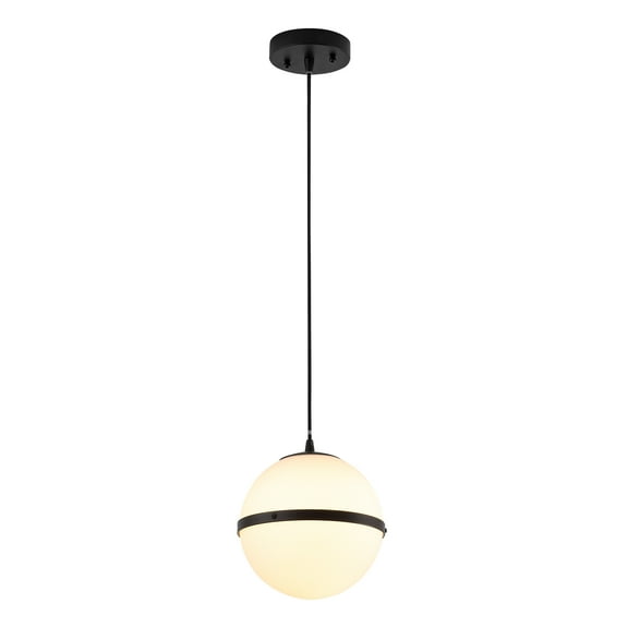 JONATHAN Y Porter 8" Modern Minimalist Globe LED Pendant Light, Black/White