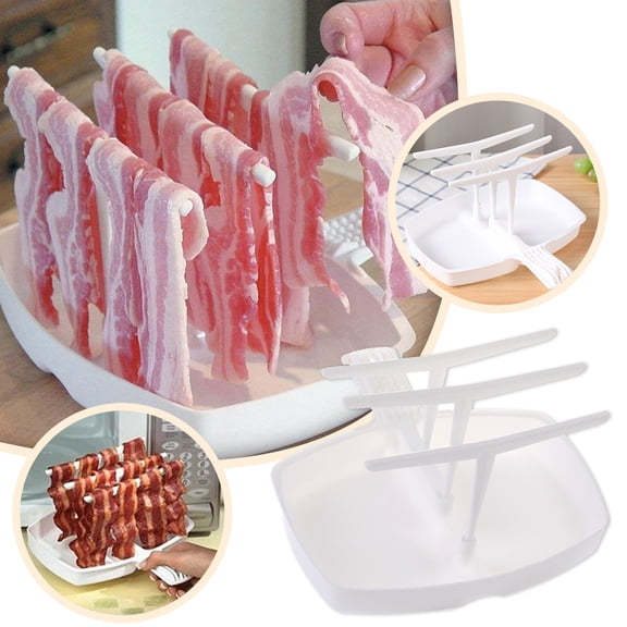 Microwave Bacon Cooker Tray Rack, Bacon Cooking Tool for Crisp Breakfast, Microwave Bacon Rack for Oven and Microwave, Nonstick Bacon Grilling Rack for Kitchen