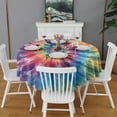 thumbnail image 2 of Colorful Rainbow Tie Dye Spiral Pattern Round Tablecloth 60"x60",Wrinkle Wipeable Table Cloth for Kitchen Dining Room Picnic Patio Party, 2 of 6