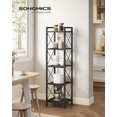 thumbnail image 2 of Metal Storage Rack, Shelving Unit with X Side Frames, Dense Mesh, for Entryway, Kitchen, Living Room, Bathroom, Industrial Style, 5-Tier, 11.8 x 15 x 55.5 Inches, Ink Black UBSC145B01V1, 2 of 11