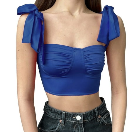 

HSMQHJWE Compression Tanks For Women Basics Womens Pajamas Set Women S Halter Sleeveless Tie Knot Unique Slim Fit Tank Crop Top Cotton T Shirt Women Pack