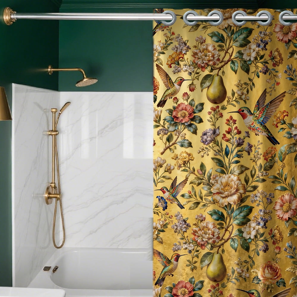Hummingbirds Door Curtain for Doorway Flowers Doorway Curtain Pears Room Divider Curtains with Plastic Rings Folding Doors Curtains