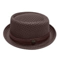 thumbnail image 2 of Summer Breathable Mesh Pork Pie Hat, Lightweight Straw Fedora Bowler Sun Hat for Men Women, Packable Crushable Beach Travel Hat,Coffee, 2 of 4