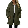 thumbnail image 6 of Women's Fashionable Fall Winter Coat Solid Color Long Sleeved With Pocket Loose Fleece Hooded Zipper Up Plush Jacket, 6 of 7
