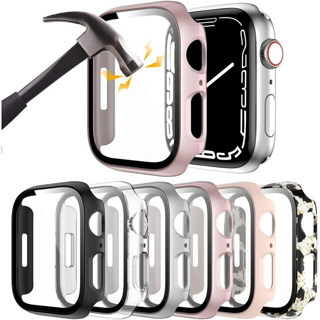KOMI 6 Pack Hard PC Case with Tempered Glass Screen Protector 40mm for Apple Watch SE(2nd Gen) Series 6/SE/5/4, KOMI Scratch Resistant Full Protective Bumper Cover for iWatch 40mm Accessories
