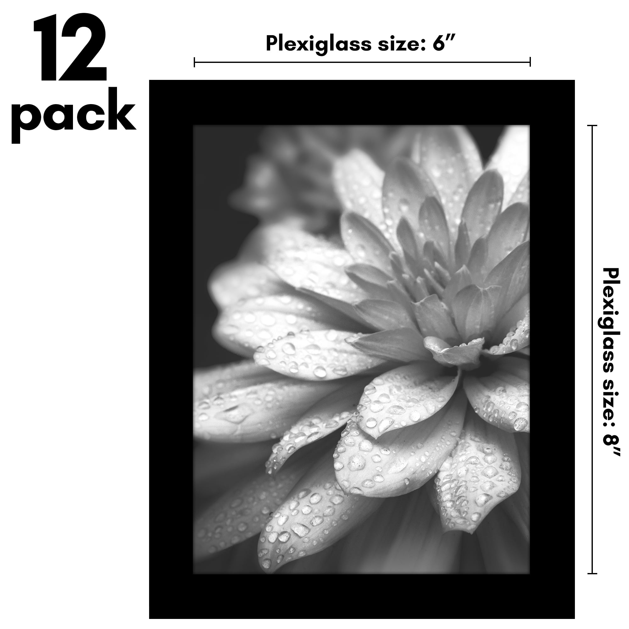 Americanflat 6x8 Picture Frame with Polished Plexiglass 12 Pack Signature Collection Frames Photo - Black