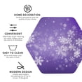 thumbnail image 3 of Vsdgher Snowfall Sky White Purple Leather Coasters for Drinks, Durable Drink Coasters 4 Set for Tabletop Protection, Luxurious Home Décor and Housewarming Gift-Hexagon, 3 of 6