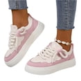 thumbnail image 3 of Women's Casual Platform Shoes, Round Toe Thick Sole Sneakers, Trendy & Comfortable Footwear for Walking, Mall & College Pink 41, 3 of 6