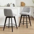 thumbnail image 2 of Zesthouse 26.8″ Swivel Bar Stools Counter Height Set of 2, Modern Counter Stools with Backs & Wood Legs, Upholstered Linen Fabric Barstools for Island Kitchen, Gray, 2 of 11