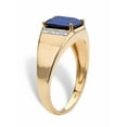 thumbnail image 2 of PalmBeach Jewelry Men's Emerald-Cut Created Blue Sapphire and Diamond Accent Ring 2.30 TCW in Solid 10k Yellow Gold, 2 of 6