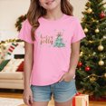 thumbnail image 2 of sdbrld Girls Christmas Shirts Short Sleeve Crew Neck Graphic Tees Holiday Tops Toddler to Big Kid Pink Sizes 9-10 Years, 2 of 5