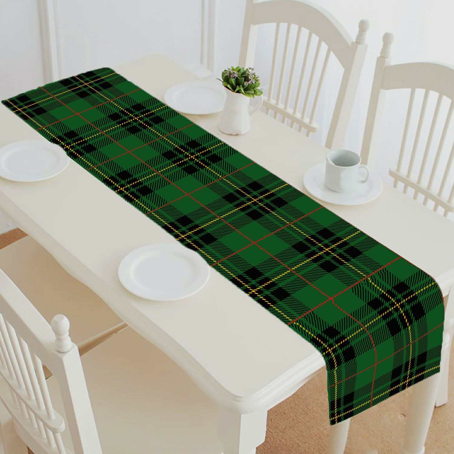 ECZJNT Clan Forbes Tartan Plaid Scottish Pattern table runner table