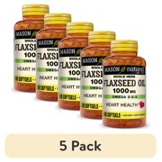 (5 pack) Mason Natural Flax Seed Oil 100 Softgels - Omega 3-6-9, Healthy Heart and Immune System