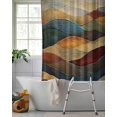thumbnail image 2 of Split Shower Curtain for Transfer Bench, Vintage Green Blue Fabric Shower Curtains for Bathroom, Farmhouse Retro Art Tub Sliding Transfer Bench Waterproof Bath Curtains 72"x78", 2 of 9