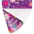 thumbnail image 2 of Unique Industries Assorted Colors Floral Birthday Party Hats, 8 Count, 2 of 2