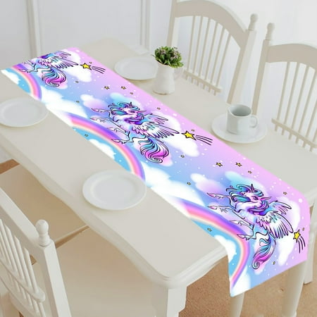 

ABPHQTO Unicorn Magic Fantasy Horse Rainbow Hairs Table Runner Placemat Tablecloth For Home Decor 16x72 Inch
