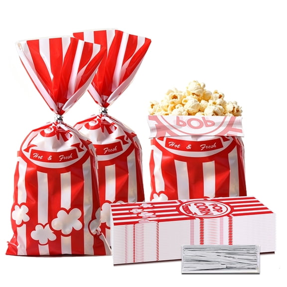 Paper/OPP Popcorn Bags,50 Pack 1oz Popcorn Bags Individual Servings, Popcorn Bags Bulk for Popcorn Machine, Party, Movie Nights, Carnival Party