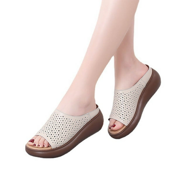 Summer New Style Roman Folk Style Outer Wear Thick Bottom Slope With Fish Mouth Womens Sandals And Slippers