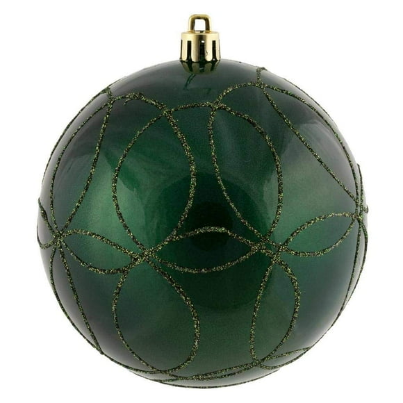 Adorno para Árbol de Navidad Vickerman Esfera de Brillo Circular Verde Musgo (Paquete de 3)