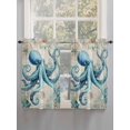 thumbnail image 5 of Teal Octopus Coastal Bathroom Window Curtain, Vintage Summer Beach Nautical Light Filtering Coffee Kitchen Curtains, Bedroom Living Room Curtains 2 Panel 84"x45", 5 of 6