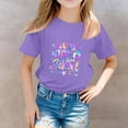 thumbnail image 5 of XADYUY Kids 100 Days Of School Shirt Happy 100 Days of School Graphic Kids Gift Shirt Crew Neck Short Sleeve Shirts Cool Casual Funny Costume,Purple,5-6Years, 5 of 5