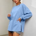 thumbnail image 6 of Trikvn Women's Oversized Crewneck Sweatshirt Long Sleeve Drop Shoulder Pullover Tops Side Slits Casual Loose Tunic Shirts Fall Winter Loungewear Comfy Clothes, 6 of 7